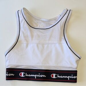 Champion White Mesh Sports Bra with Black Accents